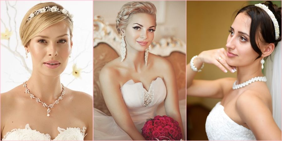 Колье из жемчуга и изящные сережки на свадьбу
